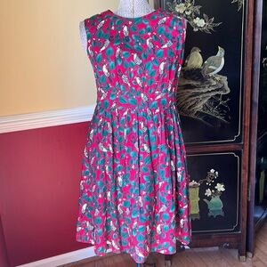 Small Emily and Fin Red Winter Bird Lucy Dress